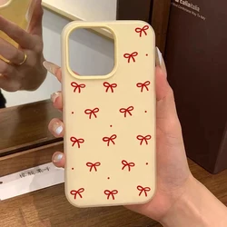 Chic Red Bow Print Matte Jelly Phone Case - Candy - Colored Cover - Redmi 13 (Yellow T11050)