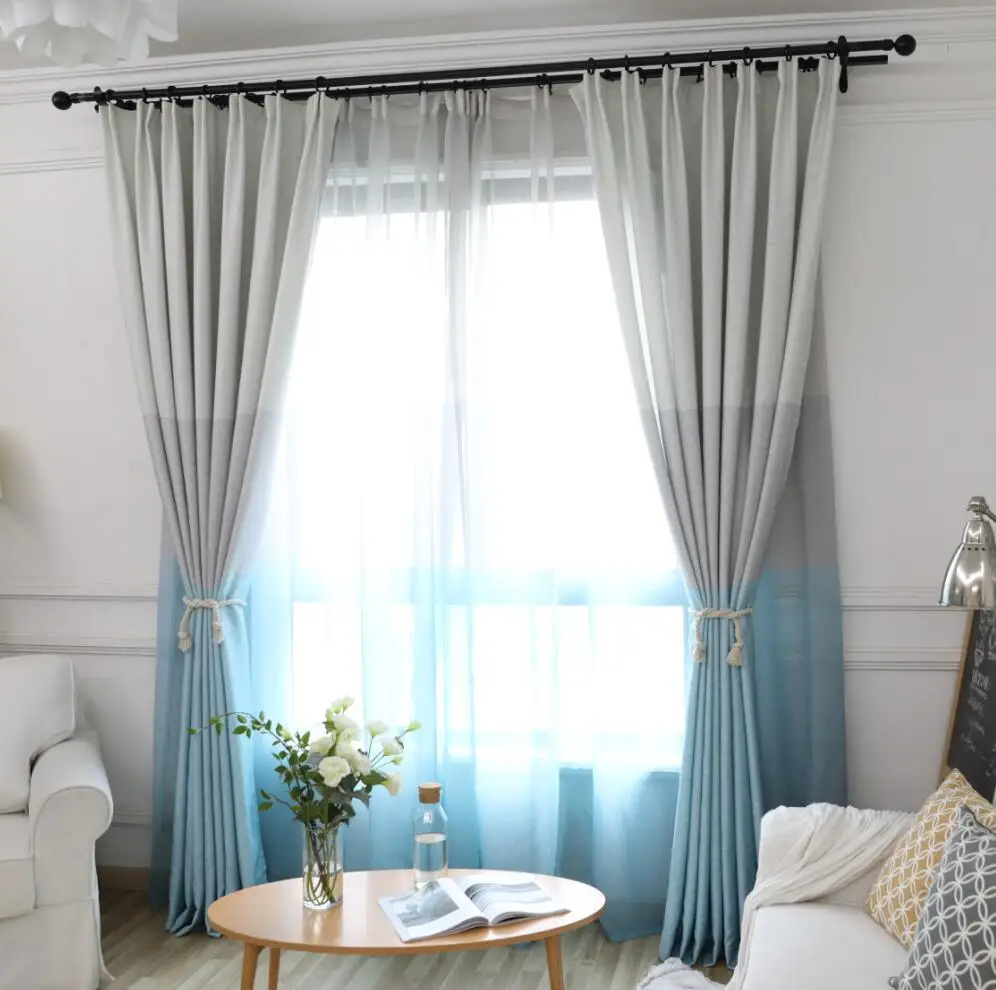 

Nordic Style Curtain Fabric Ins Three Color Blackout Curtain Finished Curtains for Living Dining Room Bedroom