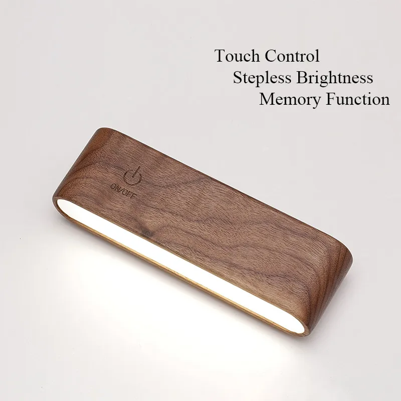 Solid Wood Rotating USB Charging Makeup Dimmable Small Recharge Magnetic Wall Lamps Storage Tray with LED Light for Bedroom