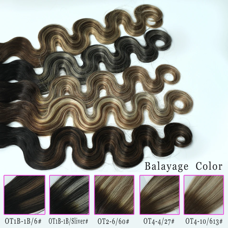 Body Wave Itip Hair Extensions #P4/27 Brown Highlight with Blonde Human Hair Extensions Keratin I Tip Cold Fusion 50/100 Strands