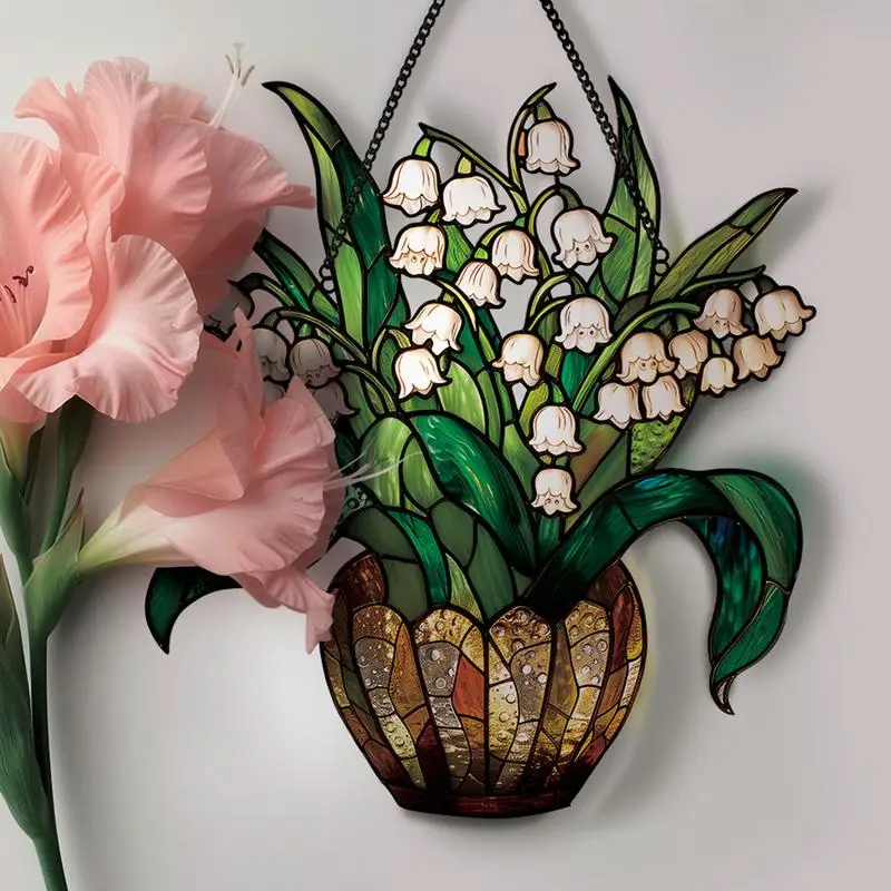 Outdoor Sun Catcher Flower Window Catcher Wall Art Decor Sun Catcher With Chain Floral Sign For Outdoor Porch Kitchen Garden 6