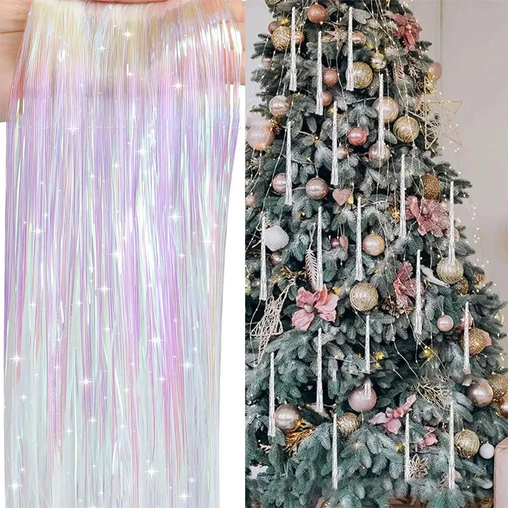 NEU 5000 Stränge Eiszapfen Schillerndes Lametta Folie Fransengirlande für Weihnachten Weihnachtsbaumschmuck Partyzubehör Urlaubsdekoration – Detail 5