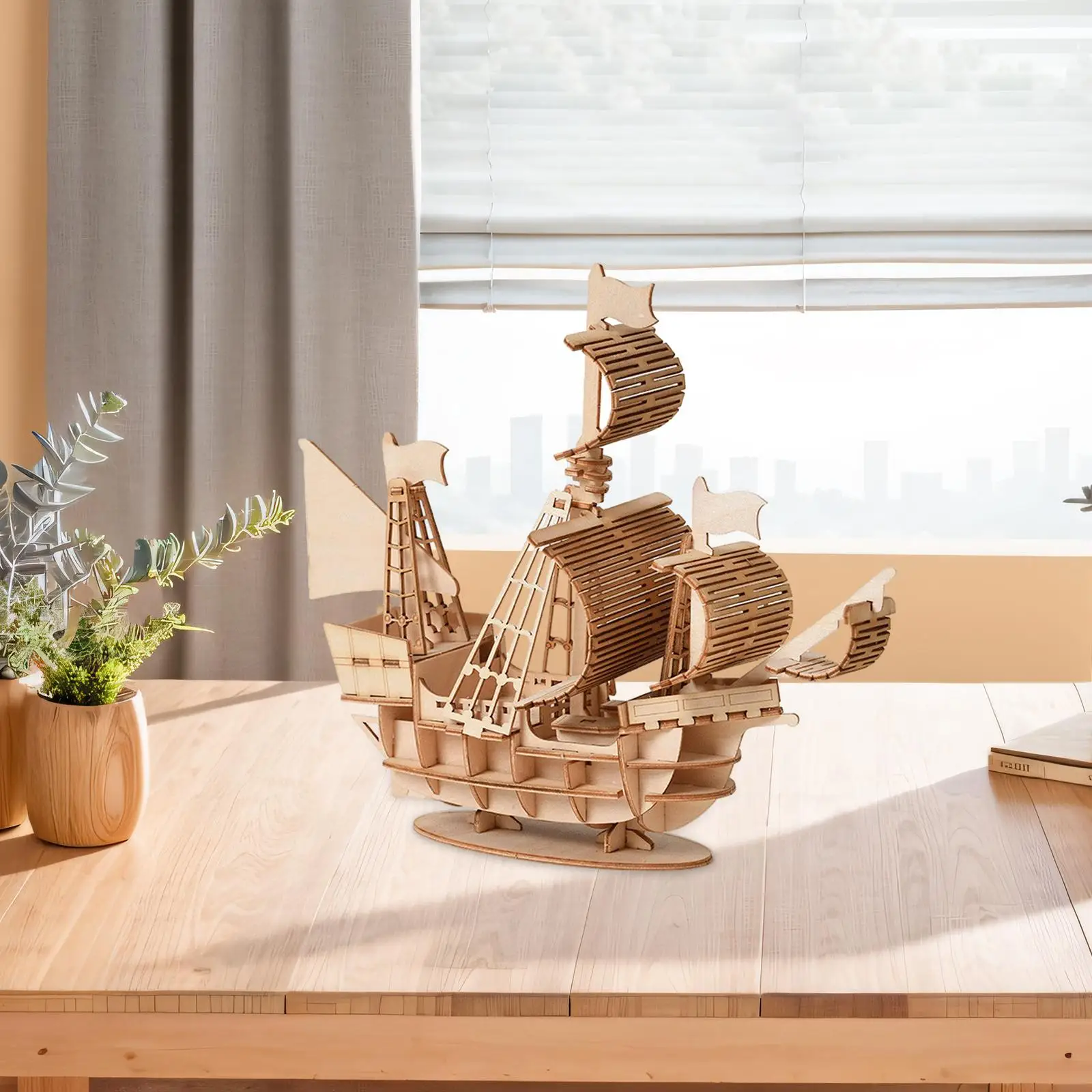 

Wooden 3D Sailboat Puzzle Toy Puzzle Imagination Portable Puzzle Toy for Family Gathering Study Bedroom Living Room Age 4+