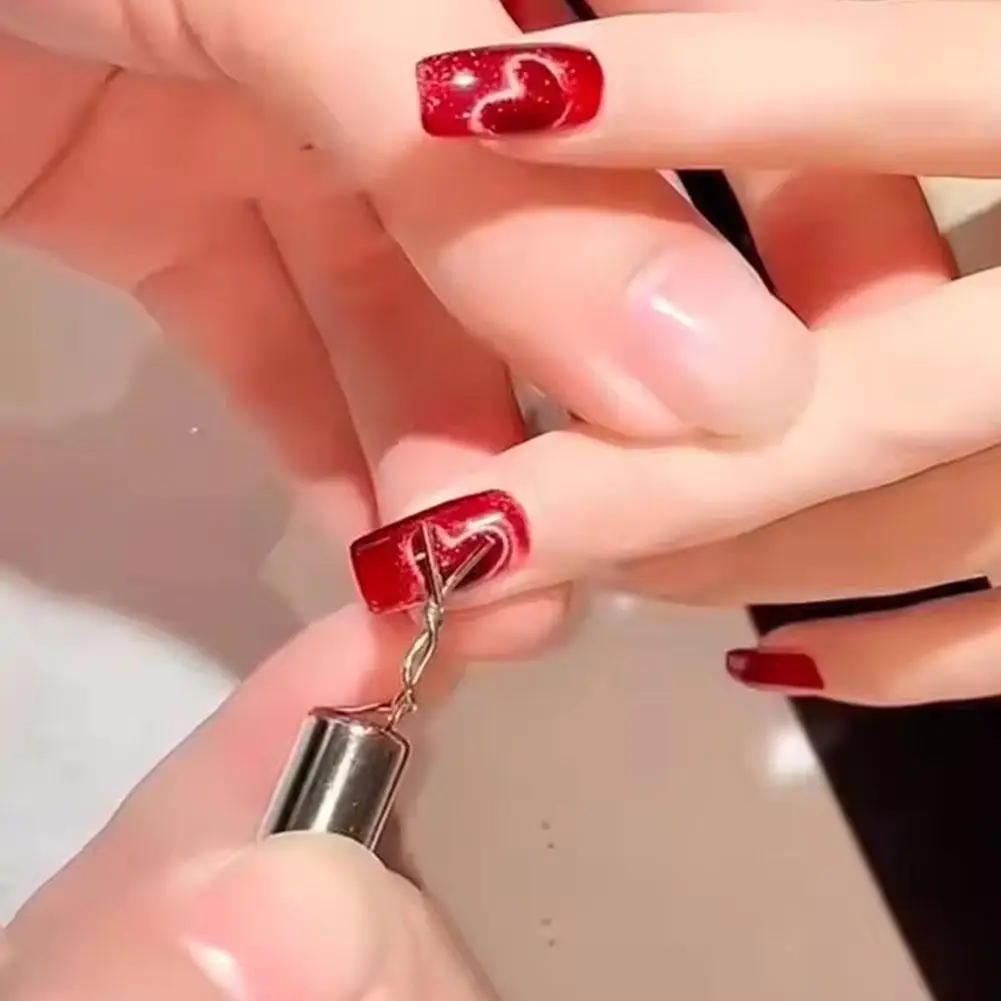 라운드 네일 아트 캣아이 젤 마그네틱 펜 젤 폴리쉬용 3D 캣아이 네일 페인팅 강력 자석 스틱 매니큐어 DIY 도구 I8S3