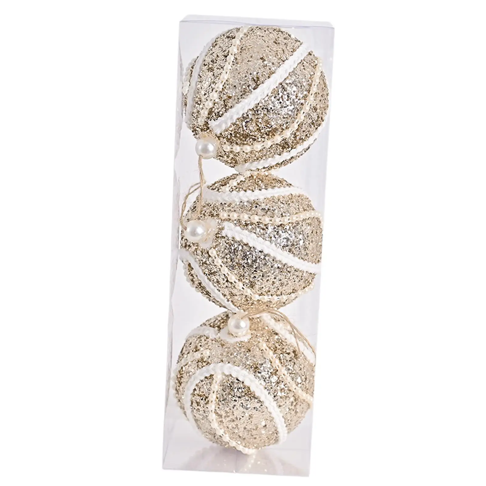 thumbnail image 1 of Juego de 3 adornos navideños con bolas de purpurina para colgar en el árbol de Navidad, creativos adornos para fiestas, granjas, Año Nuevo, cumpleaños, 1 of 5