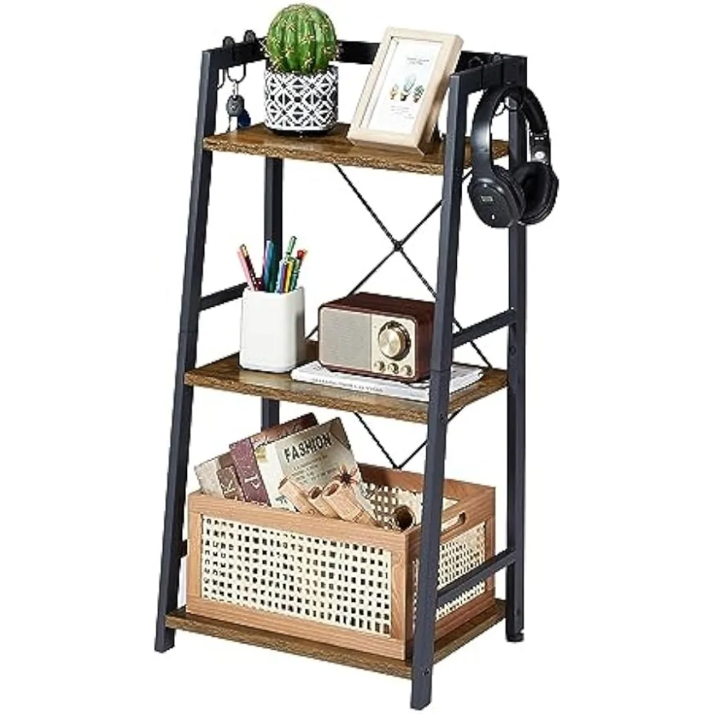 

EYOCAL 3-Tier Bathroom Ladder Shelf, Standing Tower Shelf Bookcase Freestanding Tower for Living Room Home and Office