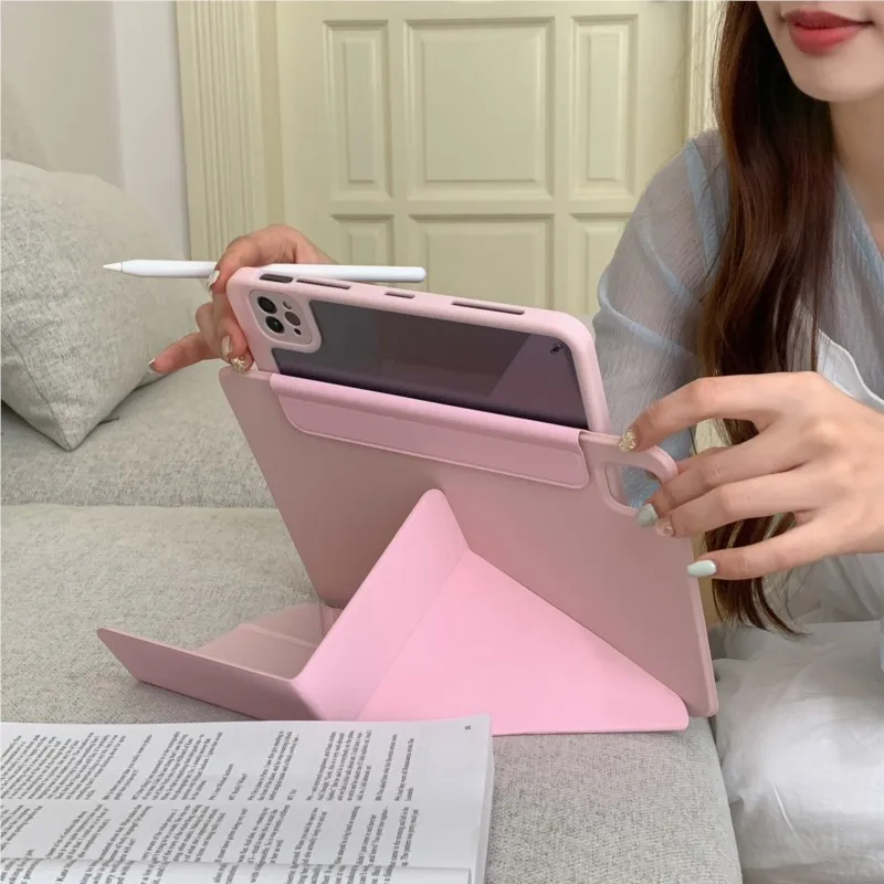 Magnetic Solid Color Multi-Fold Stand Tablet Case Cover