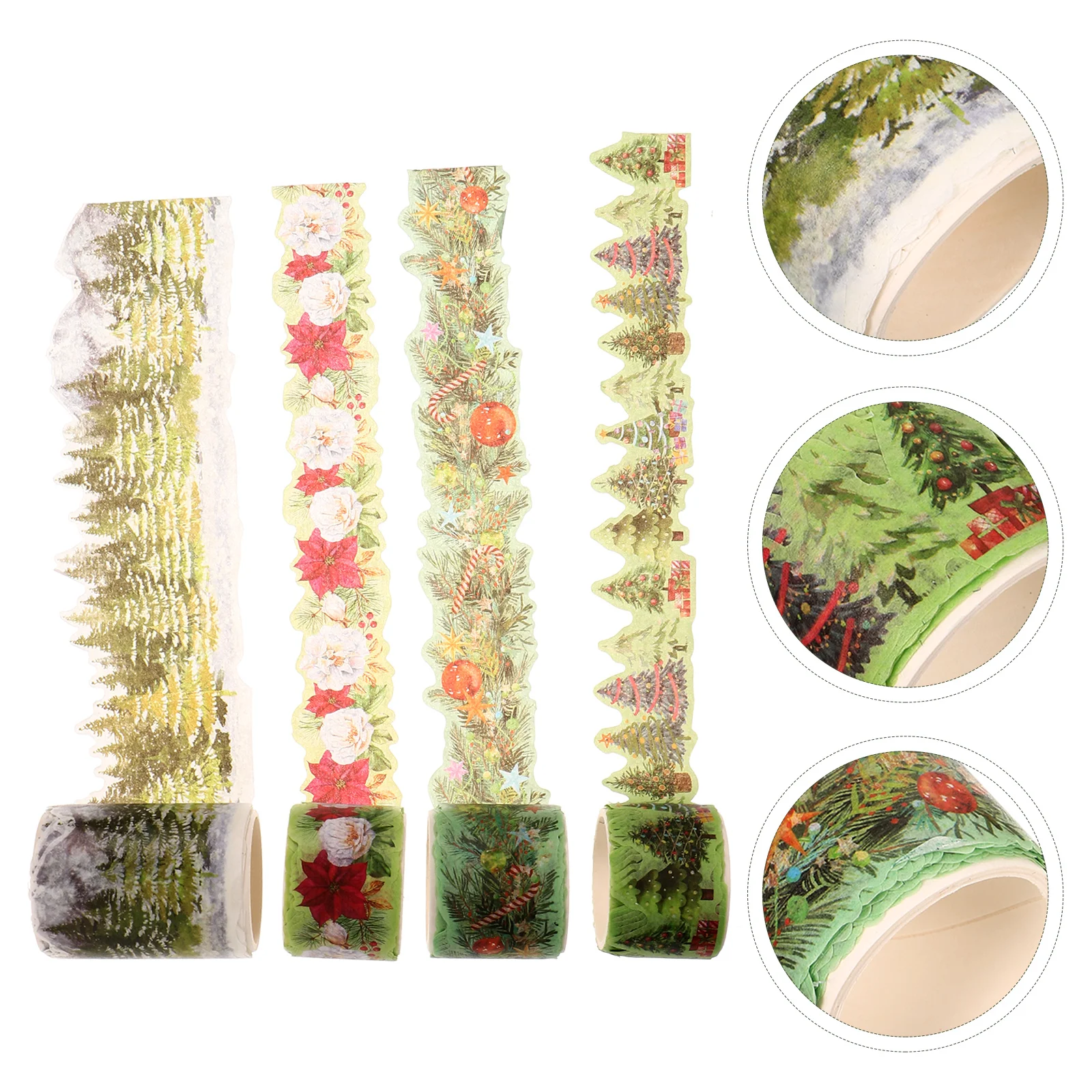 

4 Rolls Christmas Stickers Decorative Washi Tape DIY Tapes Adhesive Scrapbook Thin