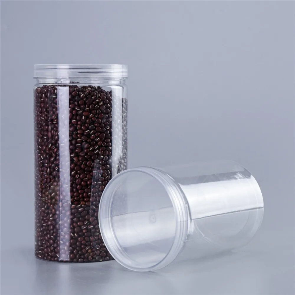 1PC Plastic Packing Bottle PET Clear Empty Seal Bottle Circular Bucket Storage Biscuit Jar Food Grade Sealed Cans Tank Container