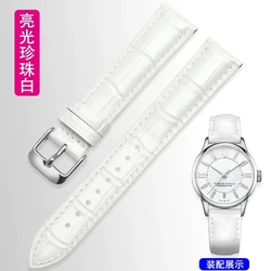 Elegant Women's Genuine Leather Watchband with Rose Gold Metal Buckle - White Strap in Multiple Sizes - 18mm (White light silver B)