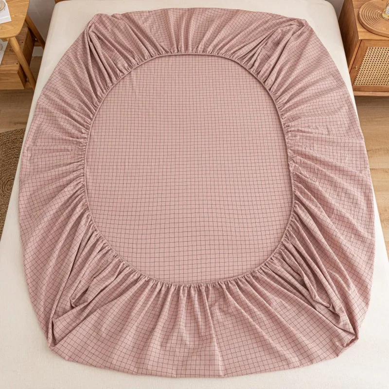 New Grade A 100% Cotton Fitted Sheet with Elastic Bands Non Slip Adjustable Mattress Covers for Single Double King Queen Bed 5