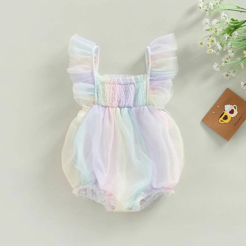 Summer Sweet Baby Clothes Newborn Baby Girls Rompers Cotton Tulle Multi
