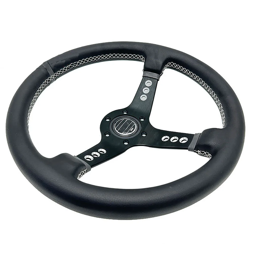 14 Inch Concave Car Modified Steering Wheel Leather And Suede Racing Sports Steering Wheel Personalized Universal Type steering wheel knob steering wheel booster ball steering wheel shifter steering wheel covers steering wheel adapter steering wheel controller steering wheel paddle extension