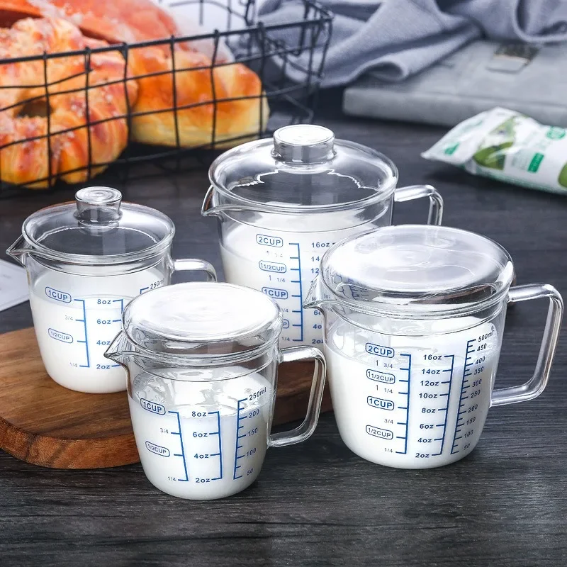 Zhe life Pyrex measuring cup with scale microwave children Milk glass scale  amount cups cup lid - AliExpress