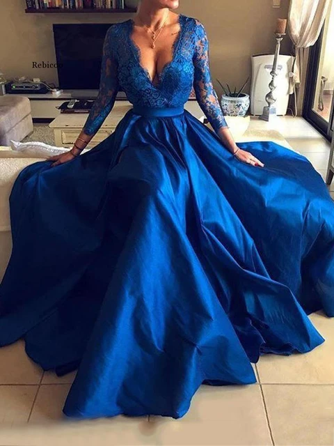 Robe De Soirée Bleu Royal À Manches Sulf, Tenue De Mariage Élégante, Ligne  A, Bal, Formelle, Personnalisée, 2023 - Vestidos Para Noite - AliExpress