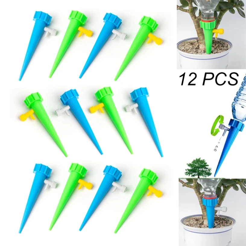 12pcs Plants Irrigation Kits Plant Waterer Drip Irrigation Drip Irrigation Spike Drip Irrigation Stakes Automatic Flower Watering System Precise Drip Irrigation for Potted Plants Indoor & Outdoor Watering Solution