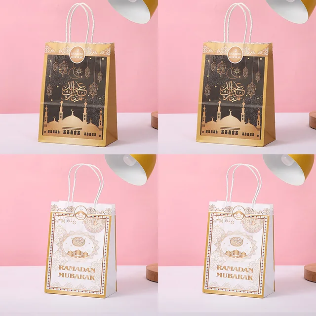 4Pcs Eid Mubarak Gift Bags Ramadan Kareem Eid Mubarak Decoration 2023