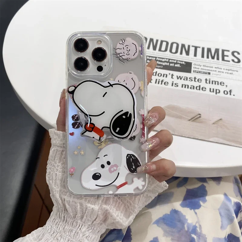 Bonita funda magnética con dibujos animados de Snoopy y Charlie Brown con carga inalámbrica Magsafe para iPhone 15, 14, 13, 12 Pro Max