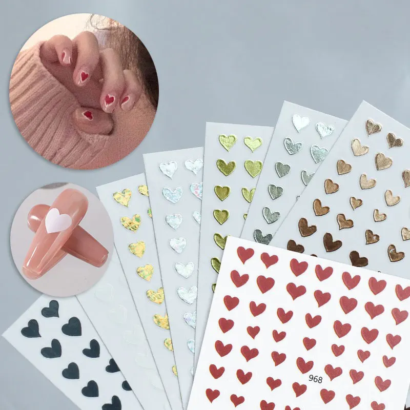 

New Valentine Heart Nail Sticker Black White Letter Design Slider Nail Art Decoration 3D Nail Sticker Accessories