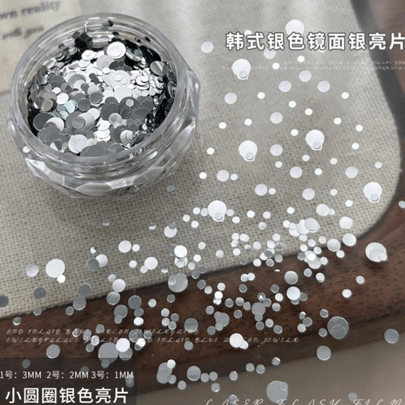 Silver Glitter Powder Sequin Geometric Heart Round Star Nail Art Shiny Accessories Decorations Manicure Tool