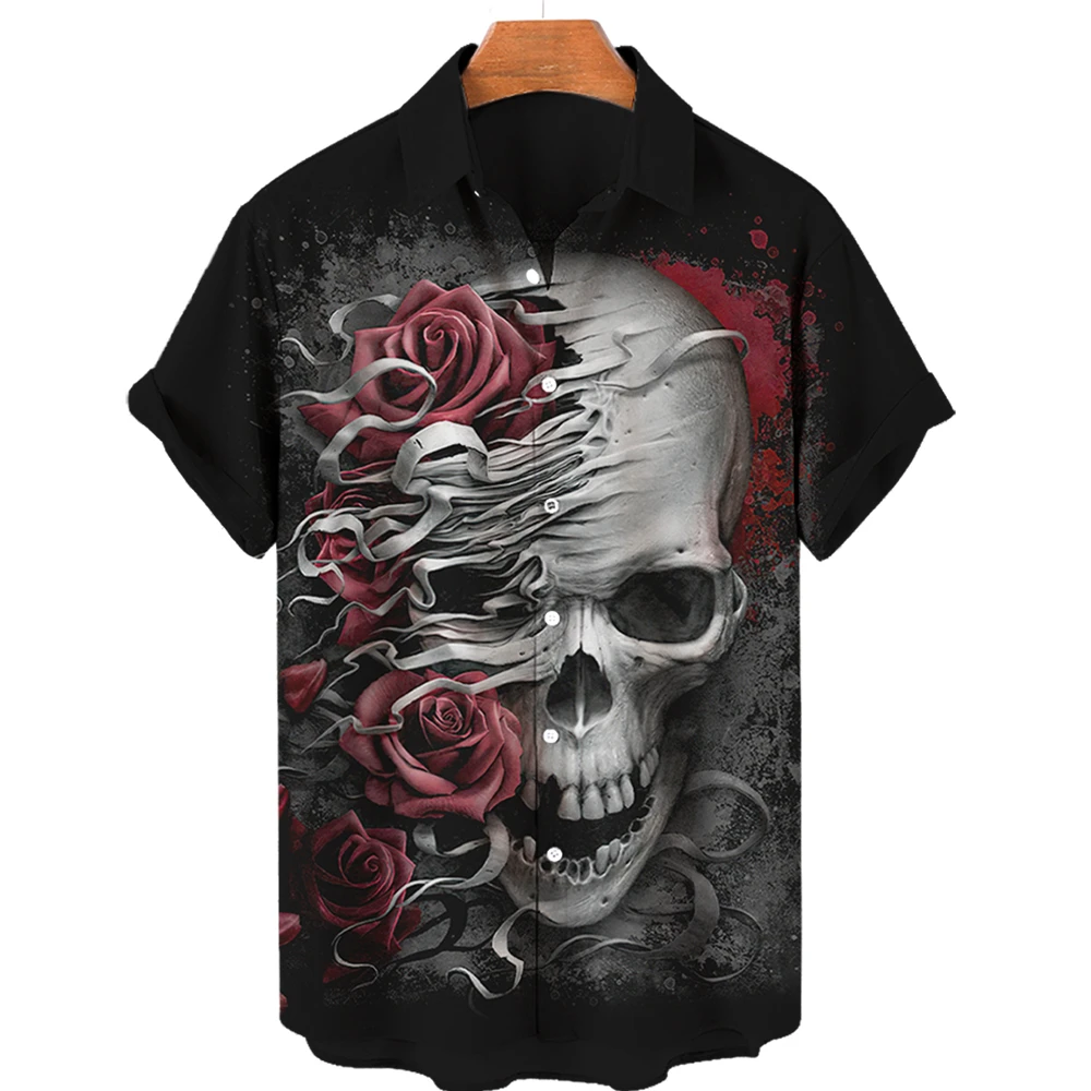 3d Skull Printed Dread Man Men's Shirts Short Sleeve Hawaiian Shirt Men Fashion Designer Shirt For Men 2022 Summer Shirts Man 5