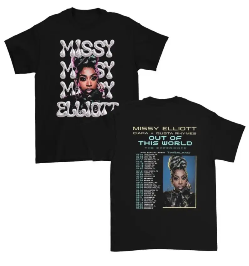

Футболка унисекс Missy Elliott из этого мира с надписью Tour 2024, свитшот, одежда унисекс, футболка