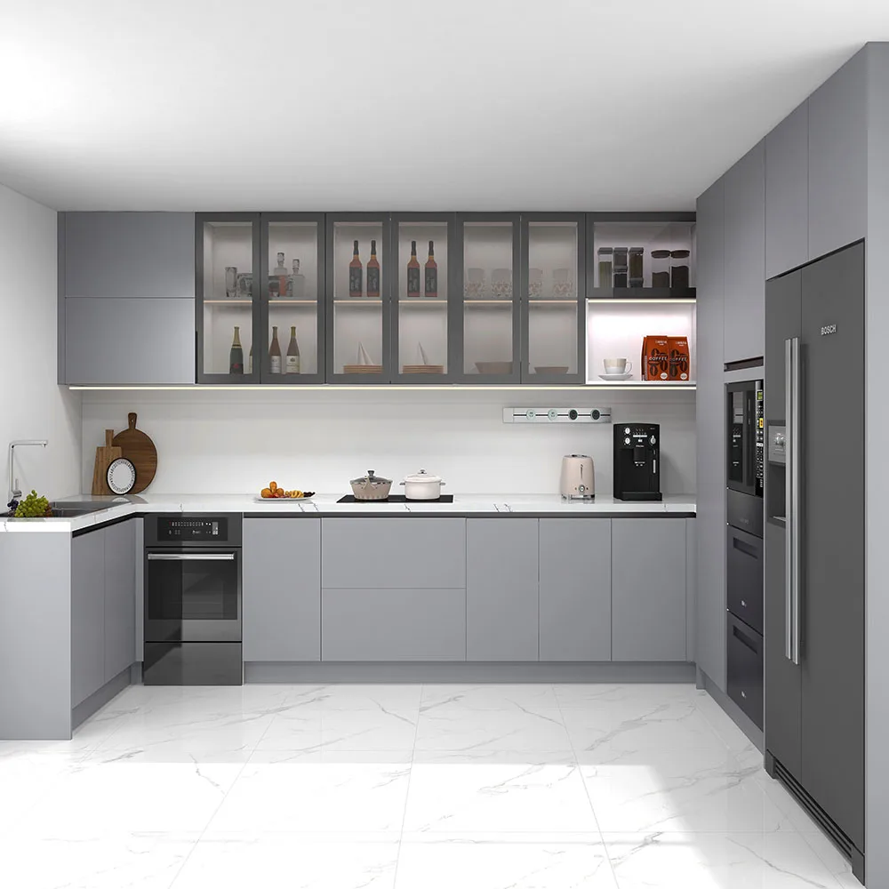 

Hot Selling New Model Kitchen Accessories Storage Furniture Fitted Modular Kitchen Cabinet Modern for Apartments and Hotel