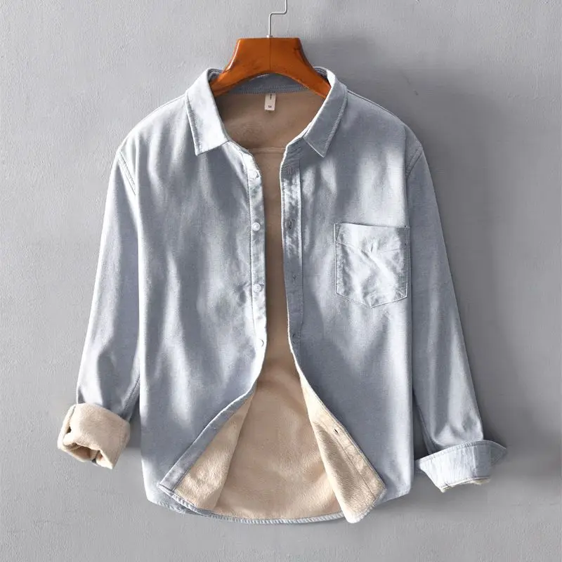 Autumn KPOP Fashion Style Harajuku Slim Fit Shirt Loose All Match Casual Thick Jacket Korean Style Button Long Sleeve Outerwear
