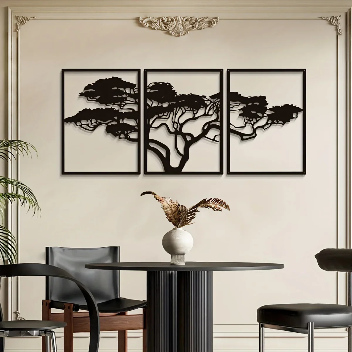 

3pcs Black Metal Wall Art Decor Tree Of Life Metal Tree Wall Art Tree Sign Metal Decoration Housewarming Gift Wall Hanging