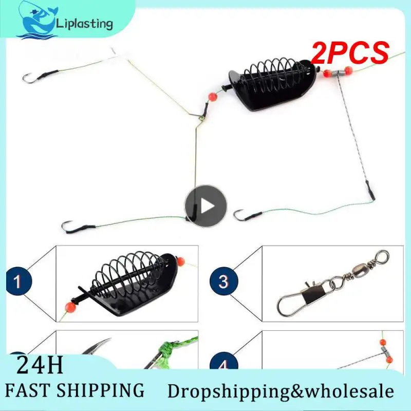 

2PCS Bait Cage Feeder 20g 40g 50g 80g Lead Spring Fish Group Role Feeder Nest Bait Cage Fly Fishing Explosive Hook Fishing