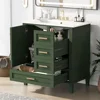 Bathroom Vanity Set 30" with Sink Cabinet Drawers Doors Modern Green Wood Single Vanity Floor Storage Organize Residence Quiet 3