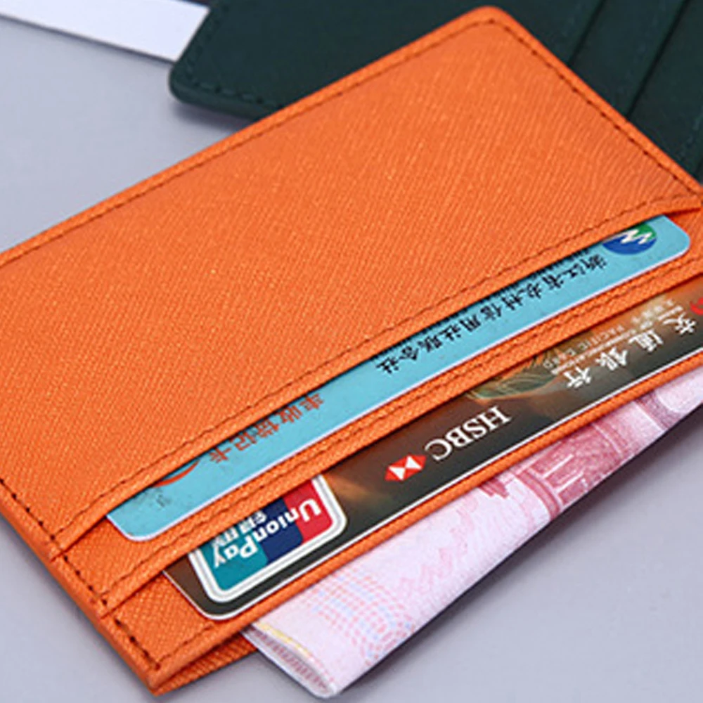 

PU Leather Portable Double Sided Bank Card Credit ID Card Slim Card Holder Business Wallet Case Bag Coin Pouch