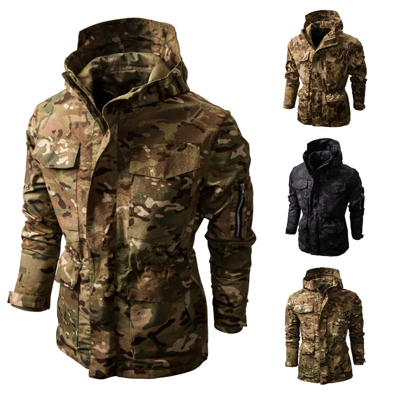 Classic Men Tactical Jacket Fashion Casual Camo Hooded Outdoor Shooting Sports Mountaineering Suit Winter Windproof Coat велобандана buff windproof camo cash multi 121525 555 10 00