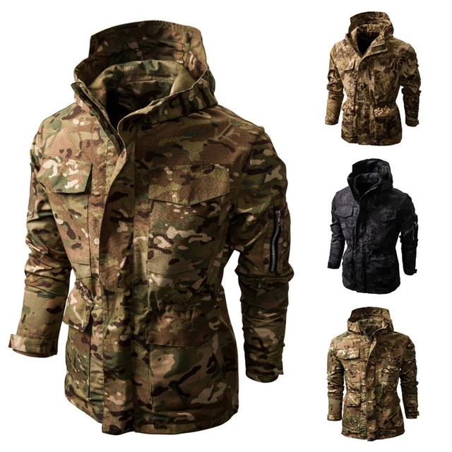 M65 Men's Camo Hunting Clothes Military Tactical Jackets with Hood Working  Safari Outdoor Male Outwear Men Clothing Jacket Men