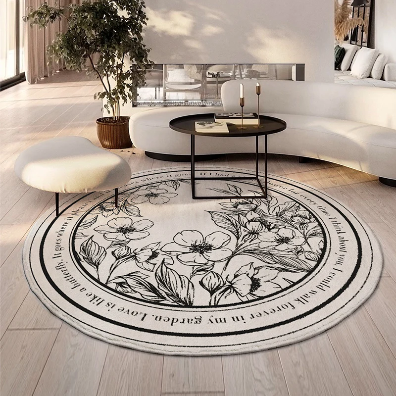 French Retro Living Room Decoration Carpet Round Plush Rugs for Bedroom ...