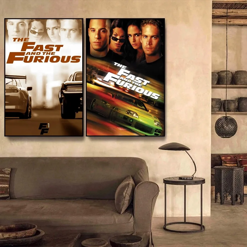 

Fast Furious Classic Movie Poster Self-adhesive Art Poster Retro Kraft Paper Sticker DIY Bar Cafe Vintage Decorative Painting