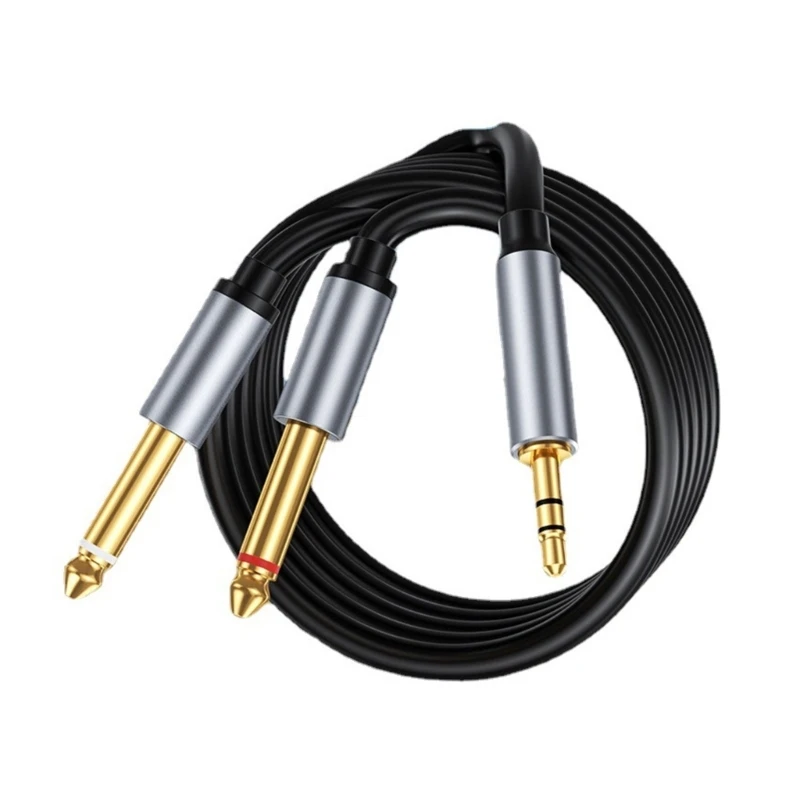 Cavo Aux 2 Metri, Doppio Jack 6,35 Mm Maschio - Adattatore Stereo TRS Per Amplificatore, Mixer E Altoparlanti
