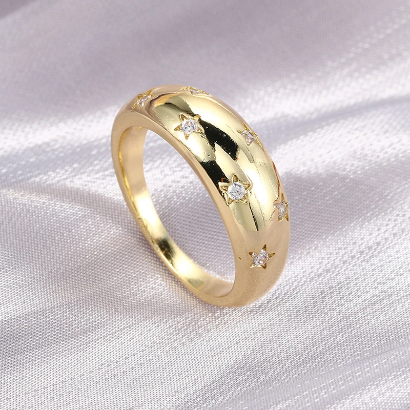 Kristall Stern Chunky Ring Für Frauen Vintage Trendy Gold Farbe Zirkonia Finger Stapeln Ringe Punk Zubehör Retro Schmuck R446 – Detail 2