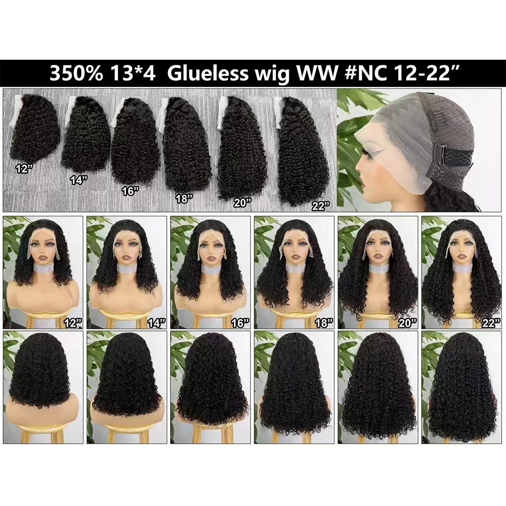 350% Density Water Wave Wigs Glueless Double Drawn 12A Human Hair 13x4 Lace Front Human Hair Wig for Black Women 12-22 Inches