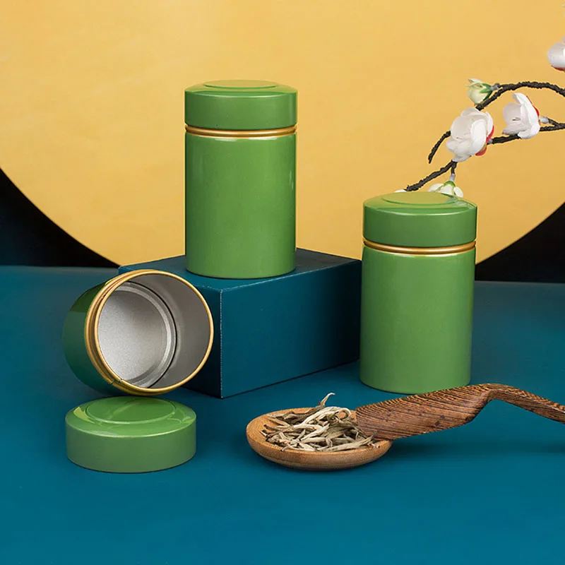 Portable Metal Tea Can 50g Tinplate Tea Storage Tin Containers for Loose Dry Leaves