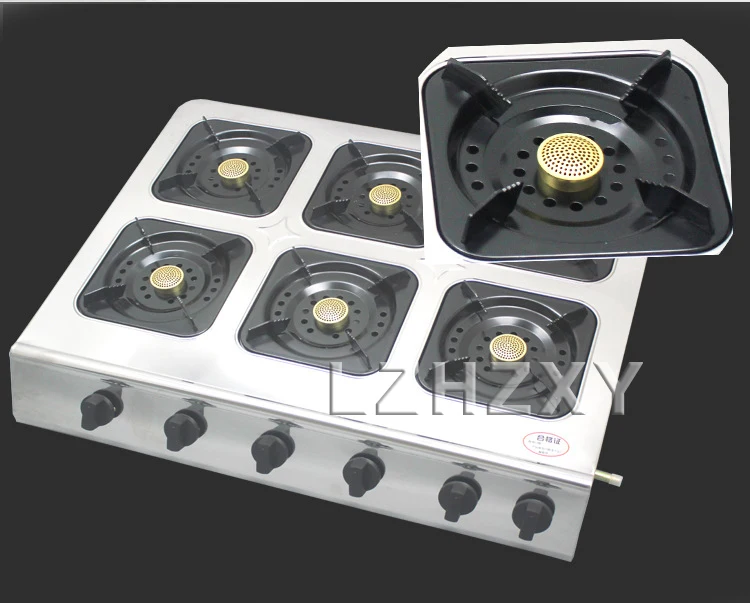 Medium high pressure square six-heads gas stove Commercial gas fire burner head Desktop furnace multi-purpose 6-holes gas stove 2
