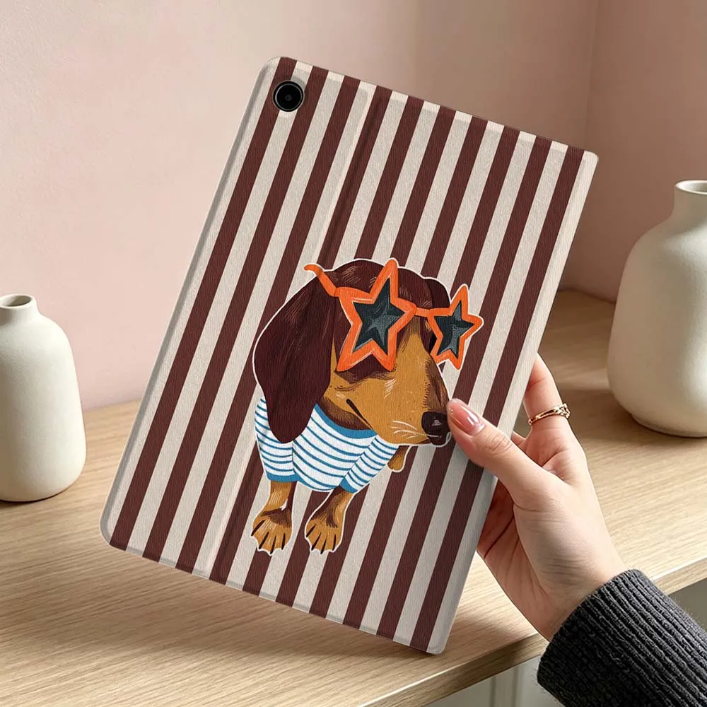 Minimalist Striped Dog Pattern Soft Tablet Case