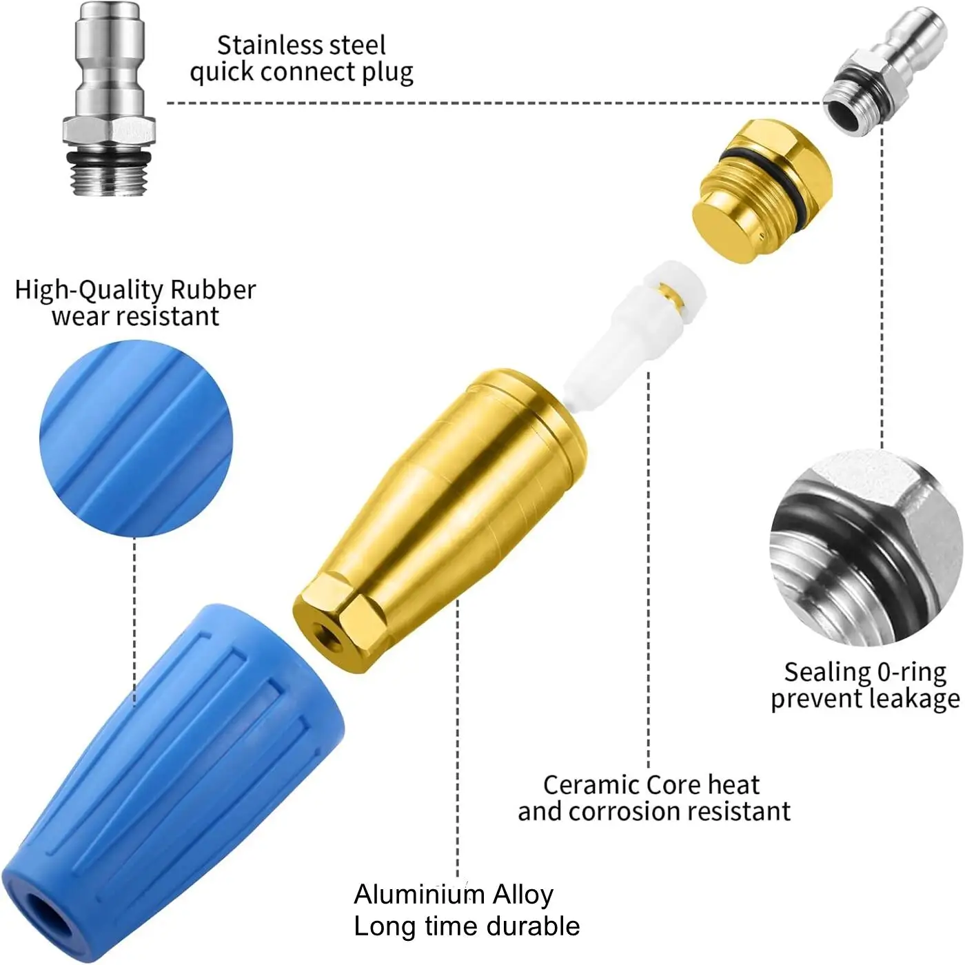 Rotating Turbo Nozzle Sprayer 4000PSI For High Pressure Wash Gun With 1/4