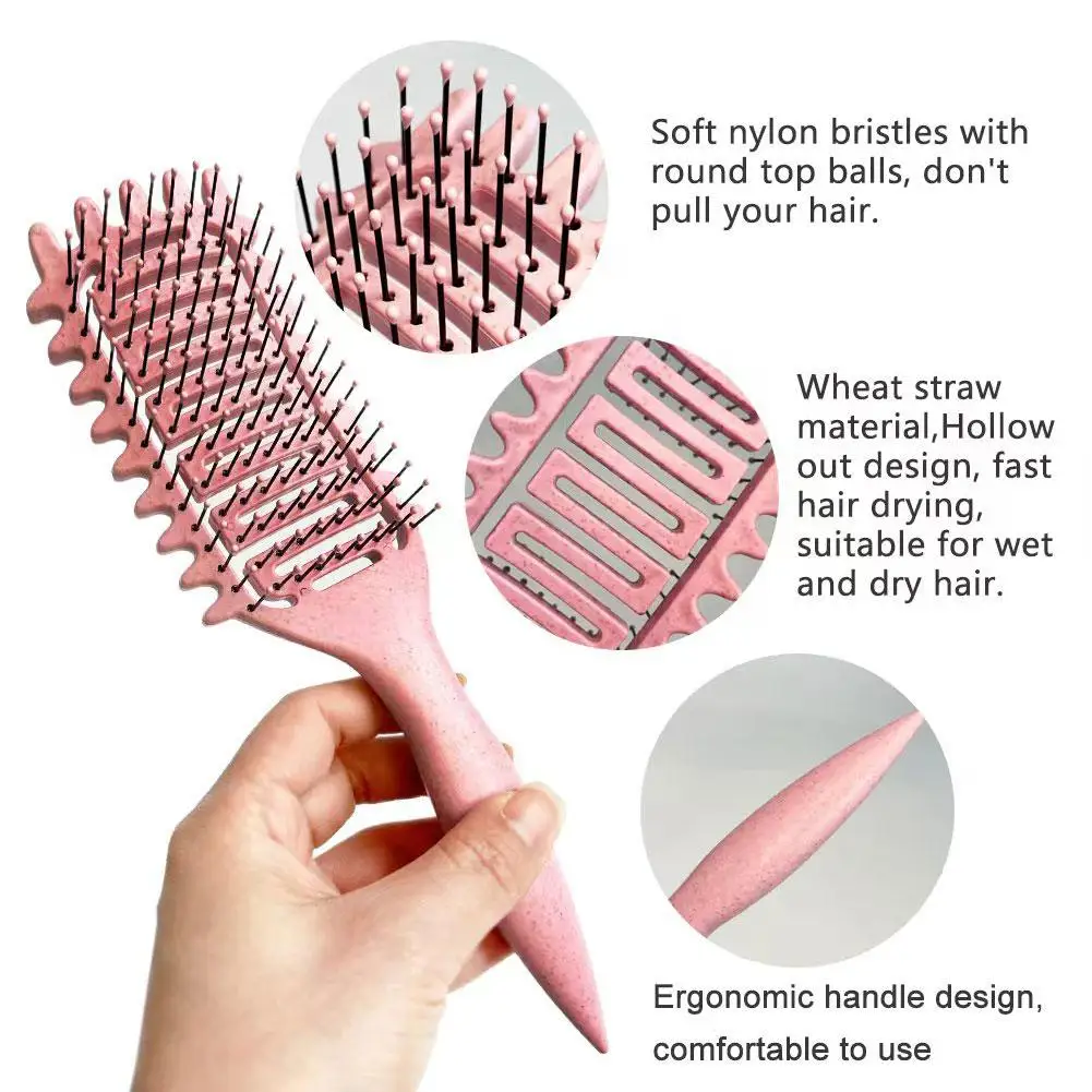 

Curl Defining Brush,Hair Comb For Curly Hair,Curl With Prongs Define Styling Brush,Curved Vented Detangling Brush Styling T U7D2