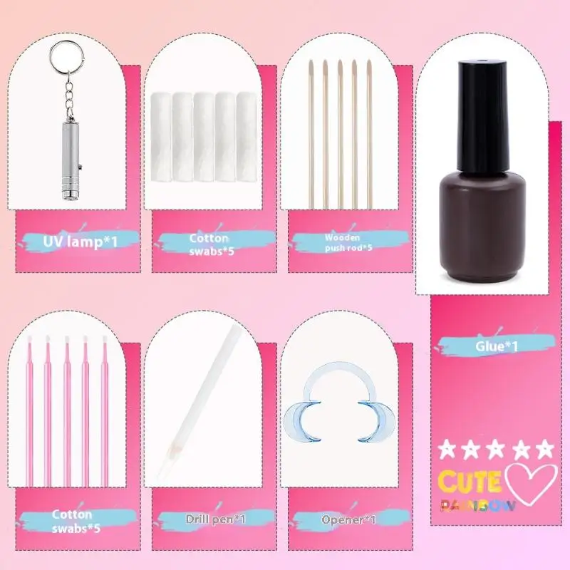 새로운 1세트 치아 보석 크리스탈 유리 나비 모양 장식 DIY 도구 다양한 모양 색상 치아 장식품
