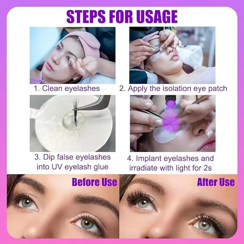 UV Lash Light UV Eyelash Glue 5W LED Eyelash Extensions Nail Tech Glue Lamp with Foot Pedal Control Cured in 2-3 Seconds