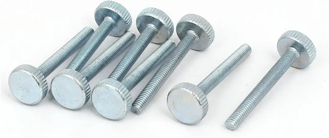 

M4x35mm Knurled Head Flat Point Fully Threaded Thumb Screws Fastener 8pcs