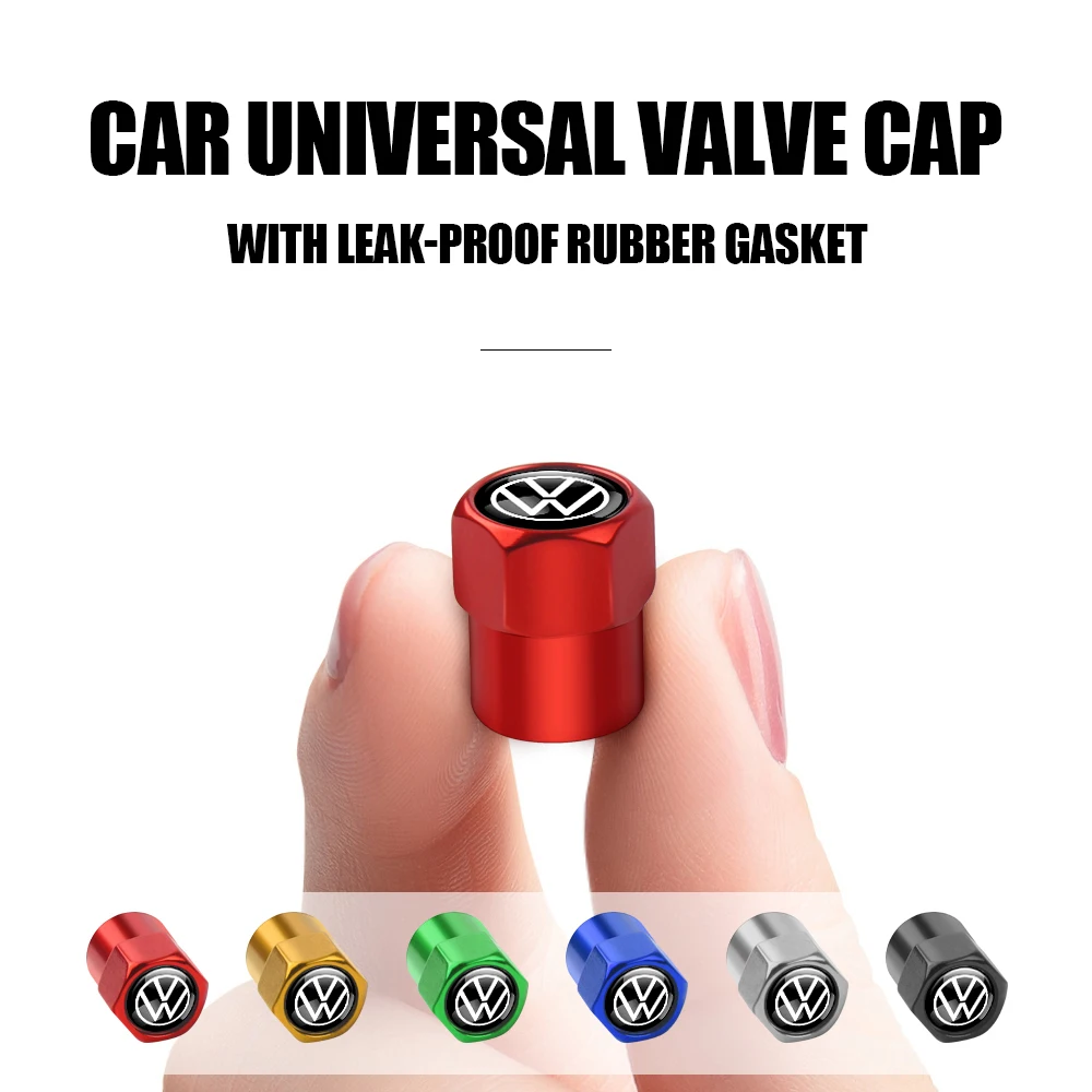 Tire Valve Caps 4pcs for Volkwagen VW R-line GTI UPi Golf Passat Jetta Touran CADDY