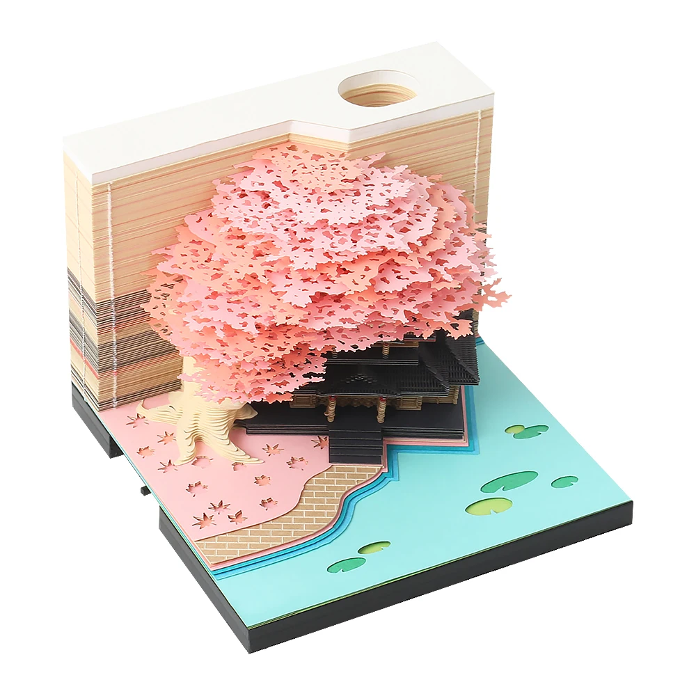 Paper Treehouse 3D Block Notepaper Cube Led Lighted Crative Gift For Student Office Stationery Simple Tear Memo Pads Notepad