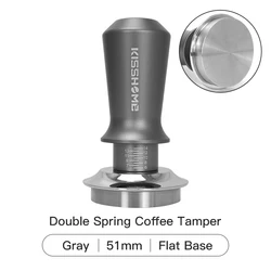 Calibrated Constant Pressure Coffee Tamper - Barista Quality Espresso Tool (51MM Grey Flat Base)